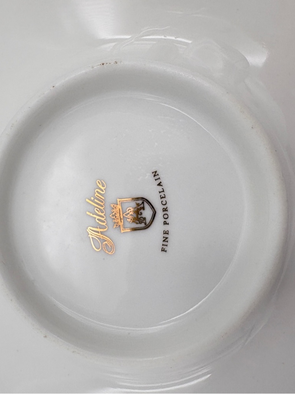 Adeline Fine Porcelain Teacup Saucer Spoon Set Pansy Gold Trim 3pc - Picture 9 of 15